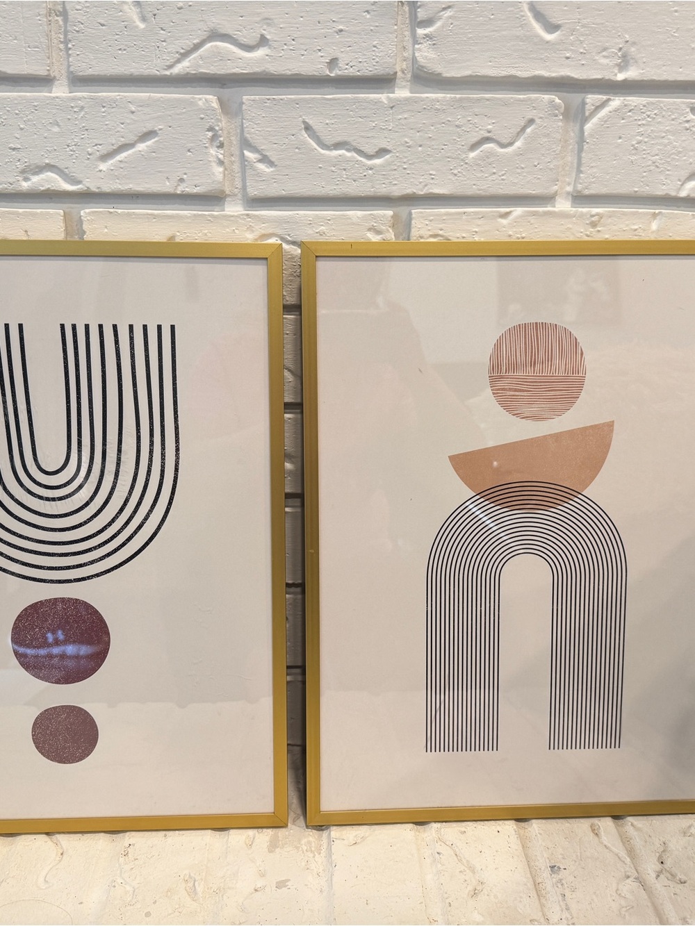 Modern Abstract Geometric Wall Art Print - Beige and Black